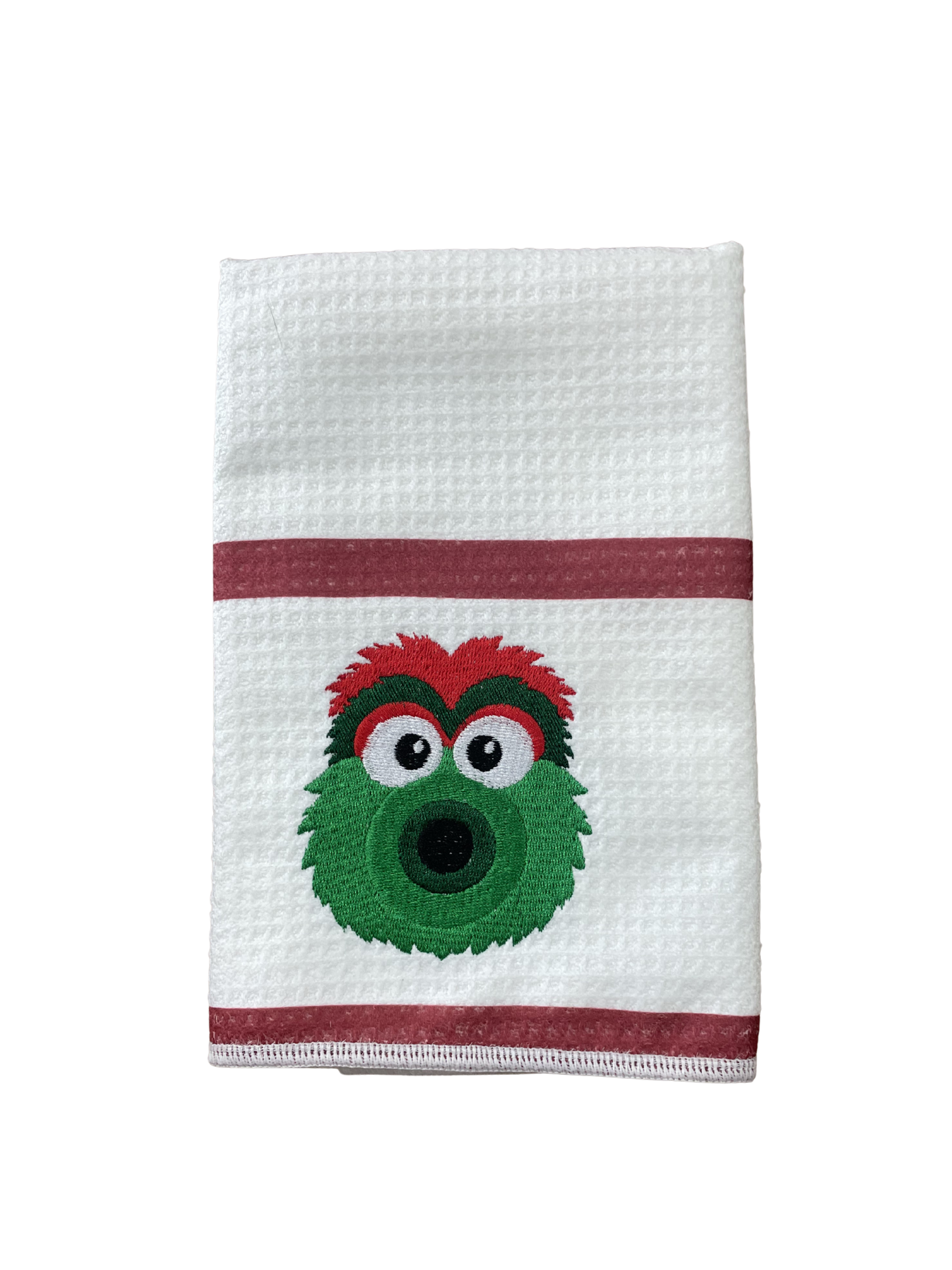 Embroidered Waffle Towel - Green Baseball Mascot
