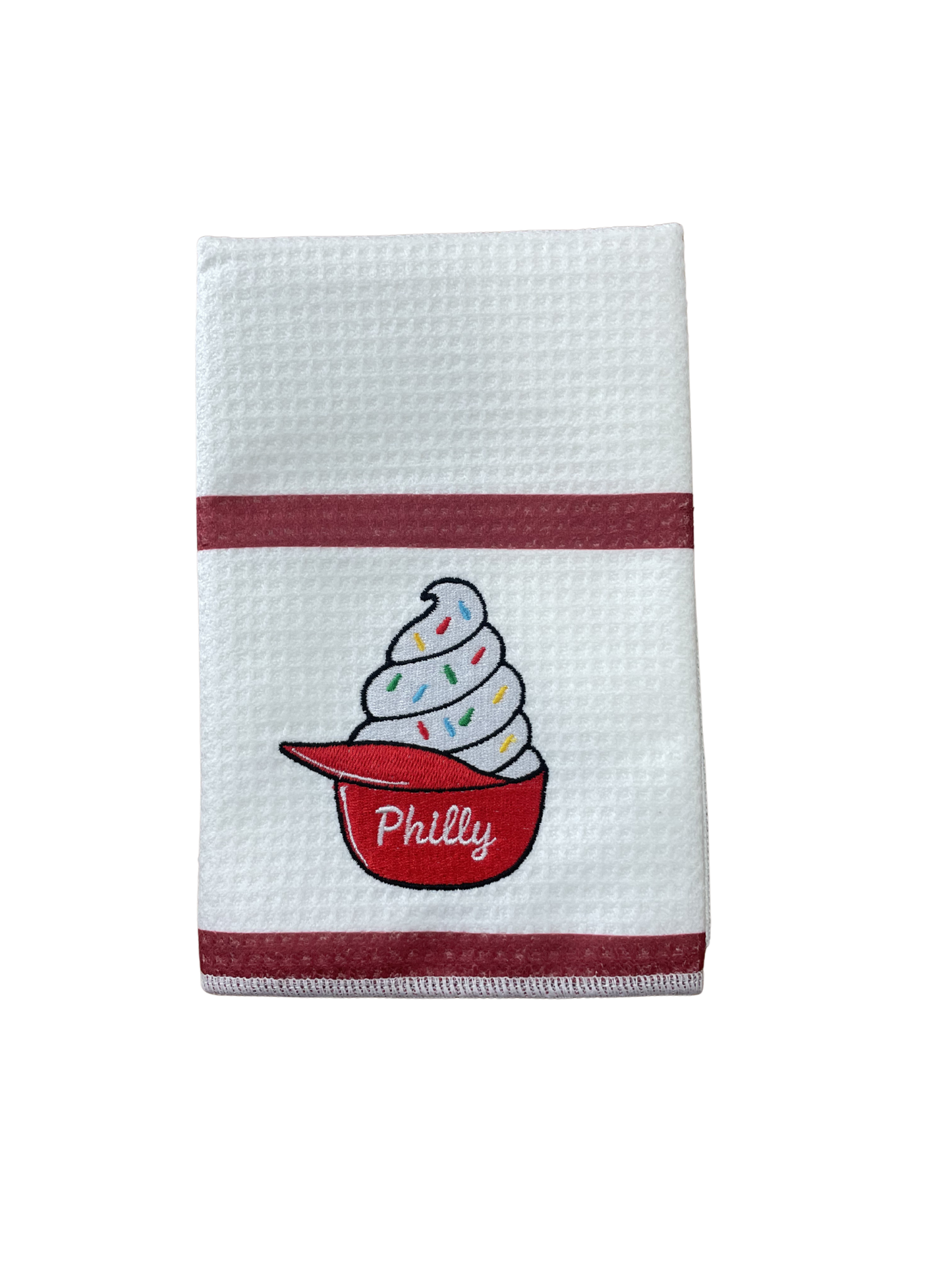 Embroidered Waffle Towel - Baseball Helmet