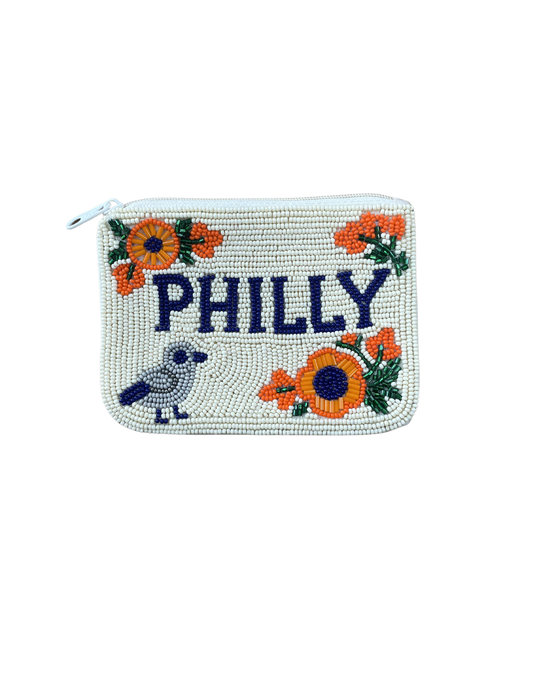 Beaded Pouch - Cream Philly