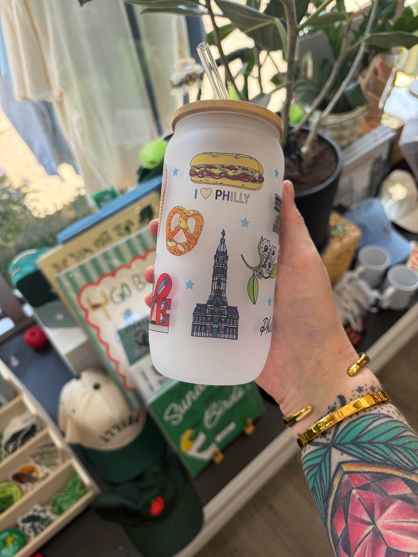 Philadelphia Themed Glass Tumbler