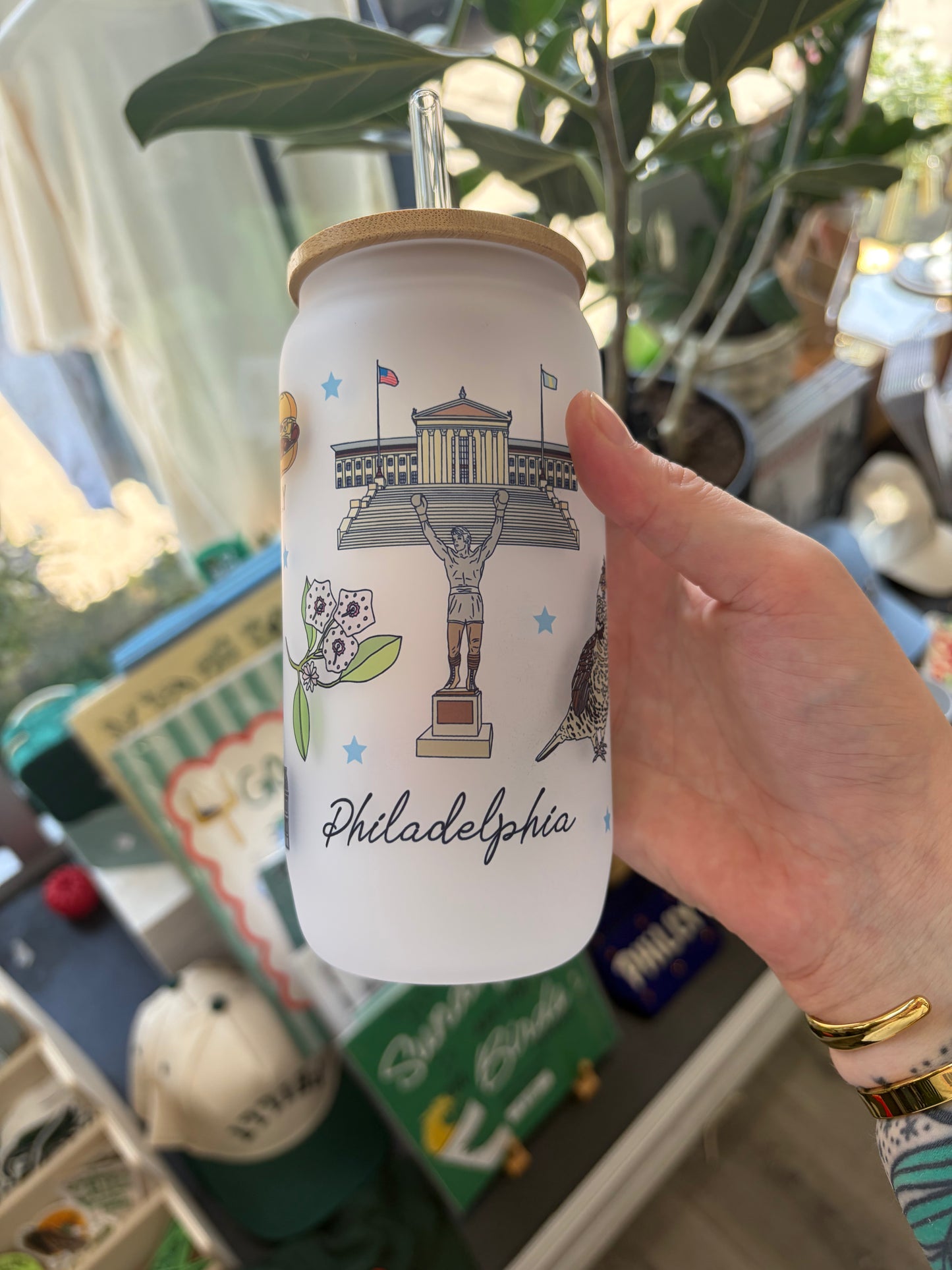 Philadelphia Themed Glass Tumbler