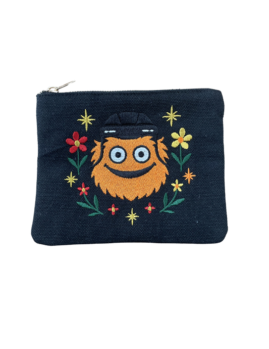 Embroidered Pouch - Orange Hockey Mascot