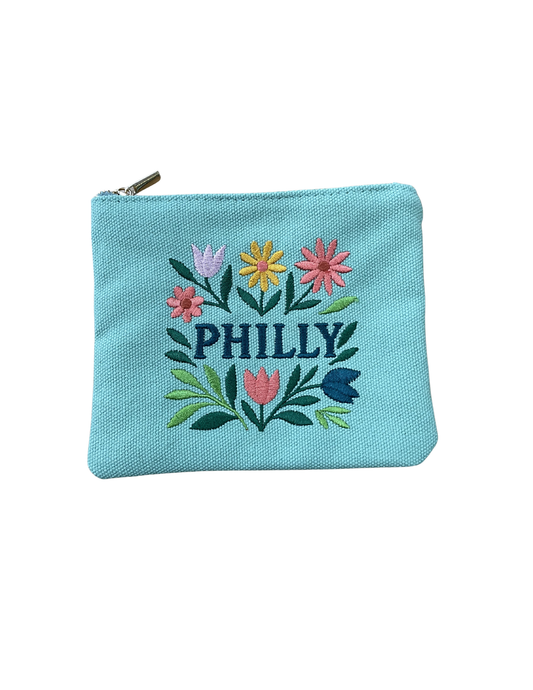 Embroidered "Philly" Pouch - Green