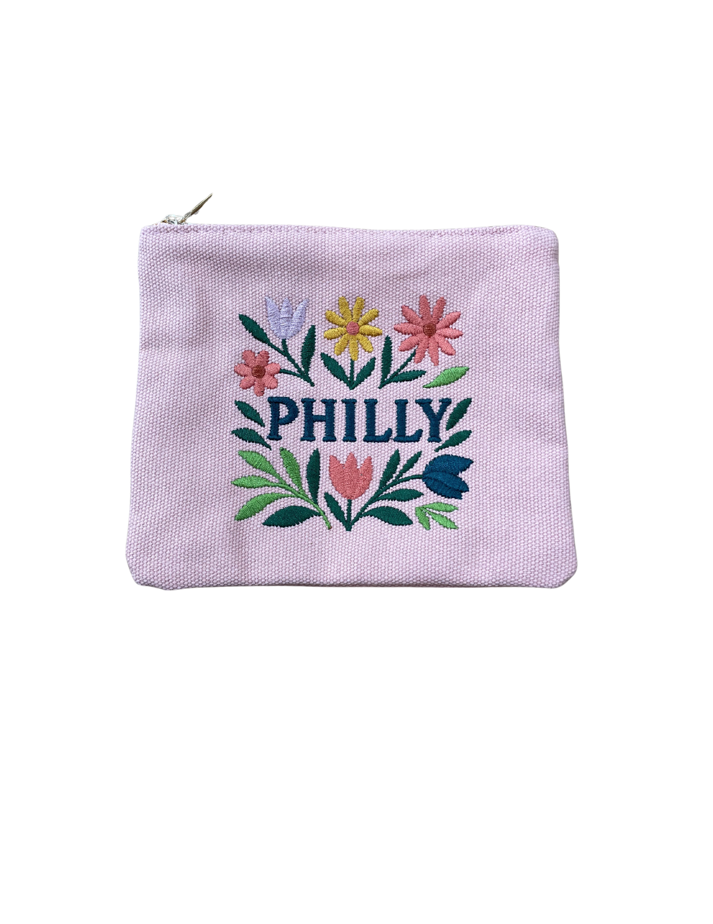 Embroidered "Philly" Pouch - Pink