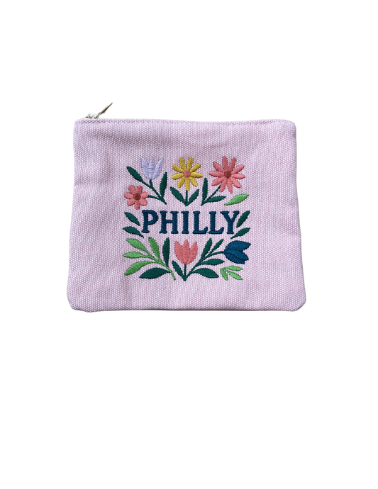 Embroidered "Philly" Pouch - Pink