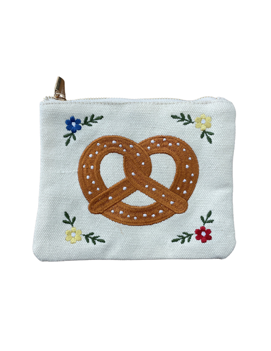 Embroidered Pouch - Pretzel